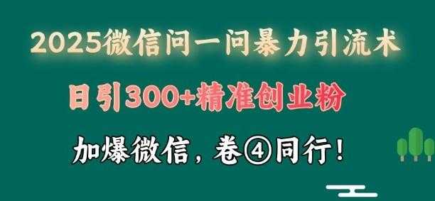 2025最新微信问一问暴力引流术揭秘,日引300+创业粉,单日变现四位数